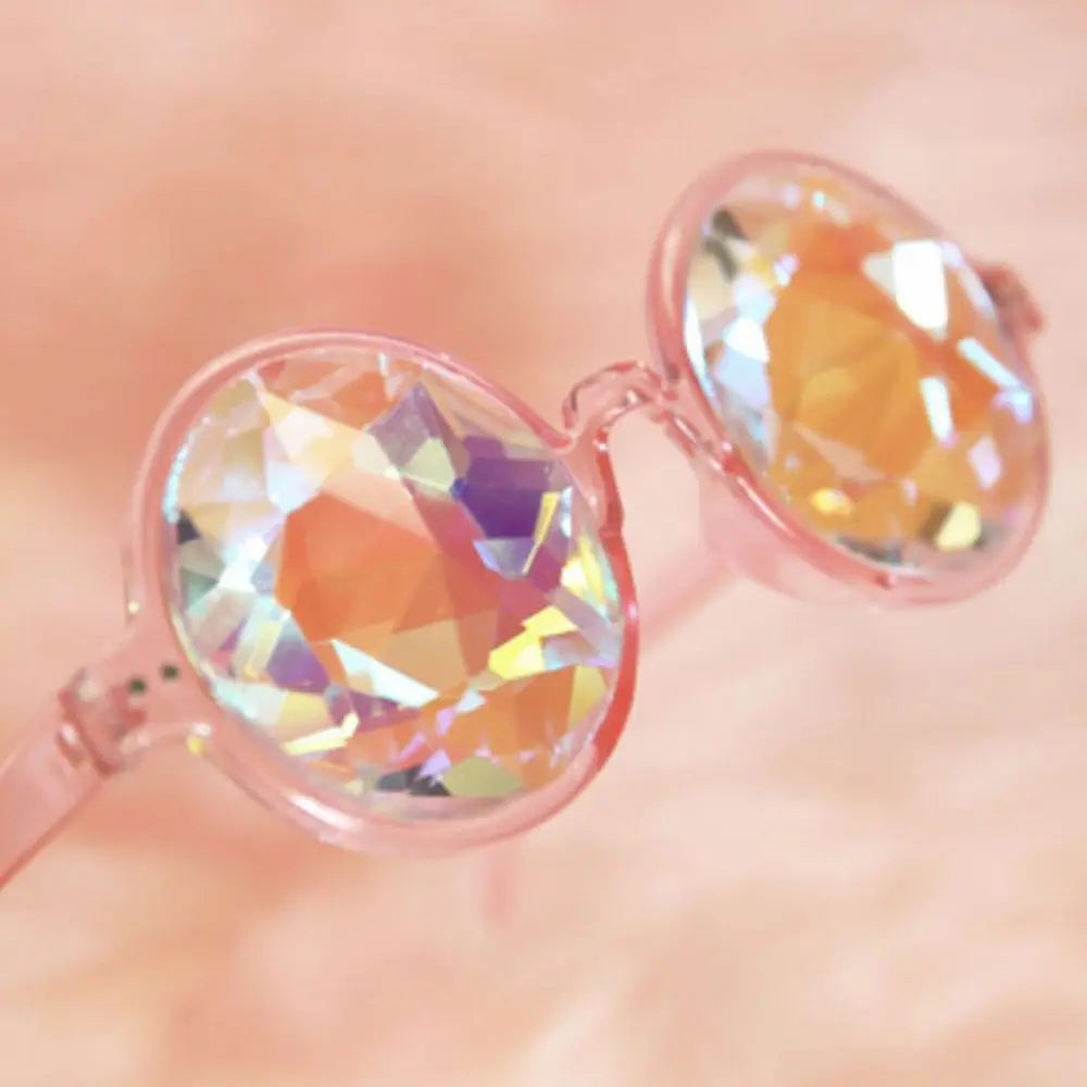 Party Glasses Clear Round Kaleidoscope Eyewear/ Crystal Lens good for Raves- Psychedelic Prism