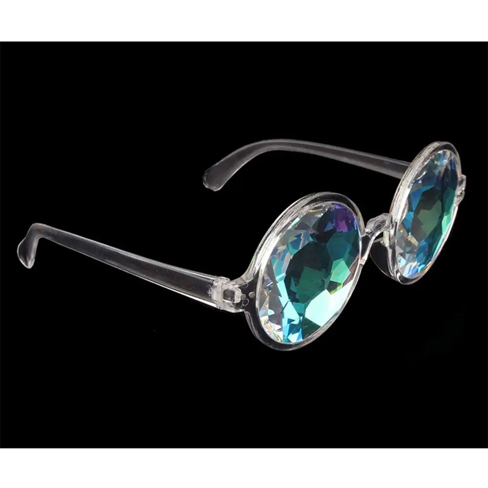 Party Glasses Clear Round Kaleidoscope Eyewear/ Crystal Lens good for Raves- Psychedelic Prism