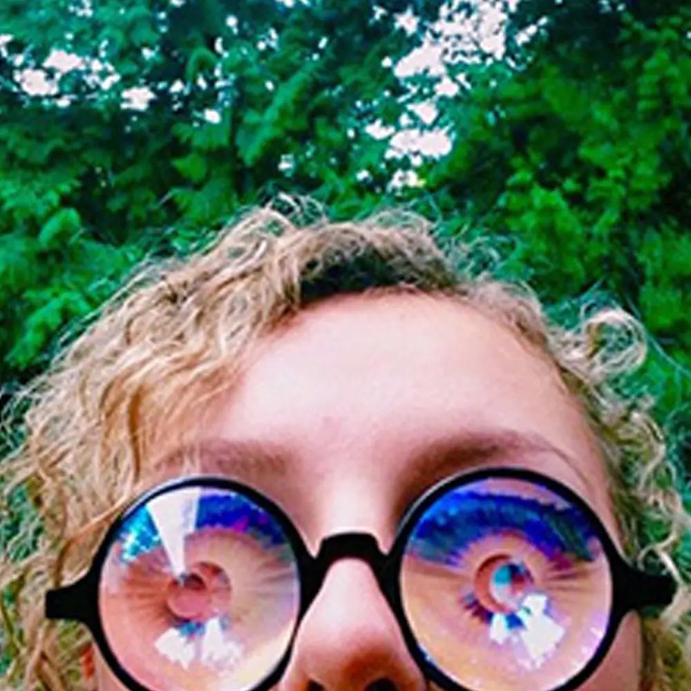 Party Glasses Clear Round Kaleidoscope Eyewear/ Crystal Lens good for Raves- Psychedelic Prism