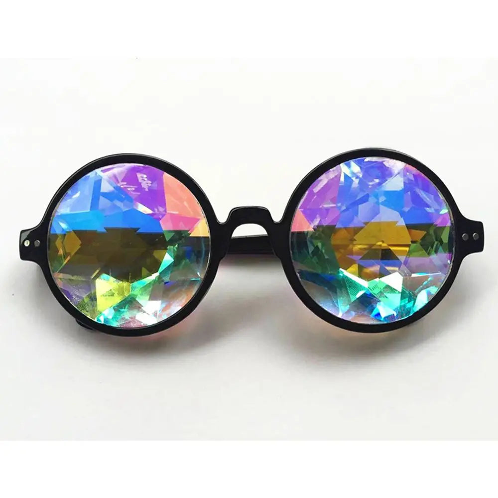 Party Glasses Clear Round Kaleidoscope Eyewear/ Crystal Lens good for Raves- Psychedelic Prism