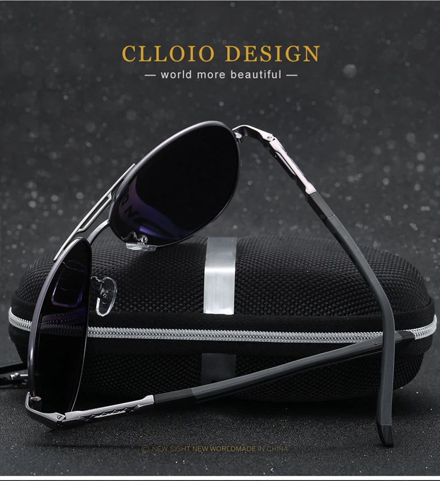 CLLOIO Men Classic Aluminum Polarized Sunglasses: Women Driving Glasses- Sunglasses