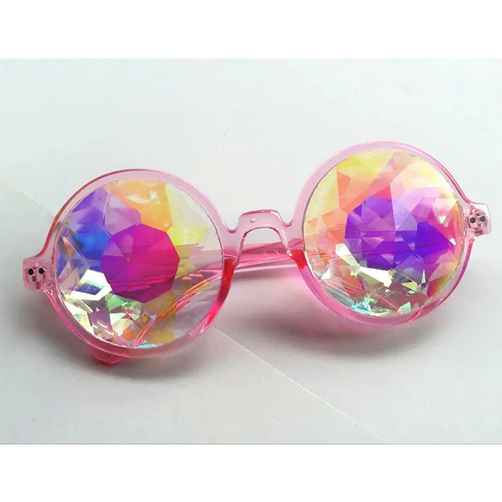 Party Glasses Clear Round Kaleidoscope Eyewear/ Crystal Lens good for Raves- Psychedelic Prism