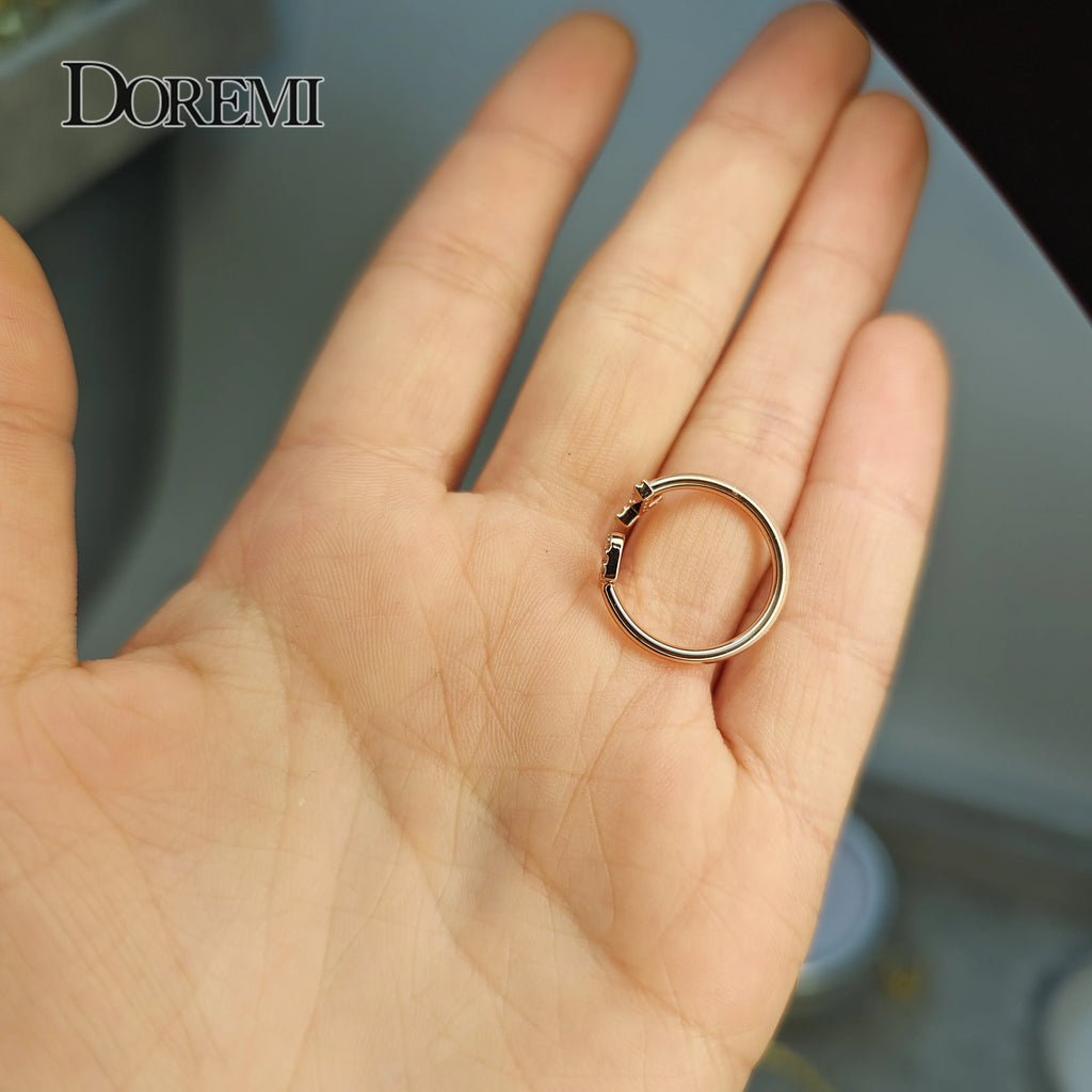 DOREMI Open Ring Custom Letter- Iced Out Zircon Stone with Geometric letters- Handmade Jewelry