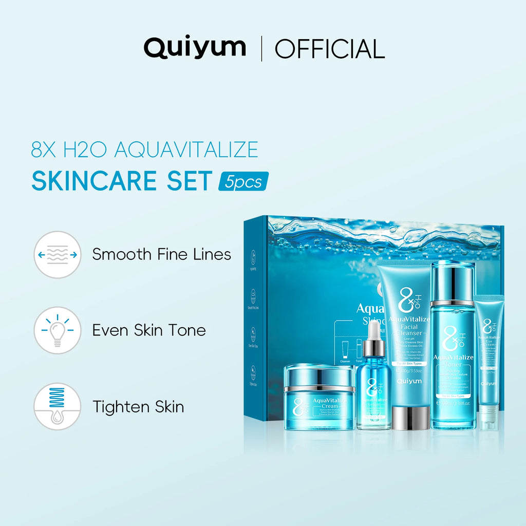 AquaVitalize Skin care 5PCS Deep Hydration Kit Wrinkle Smoothing and Tightening Treatment Set