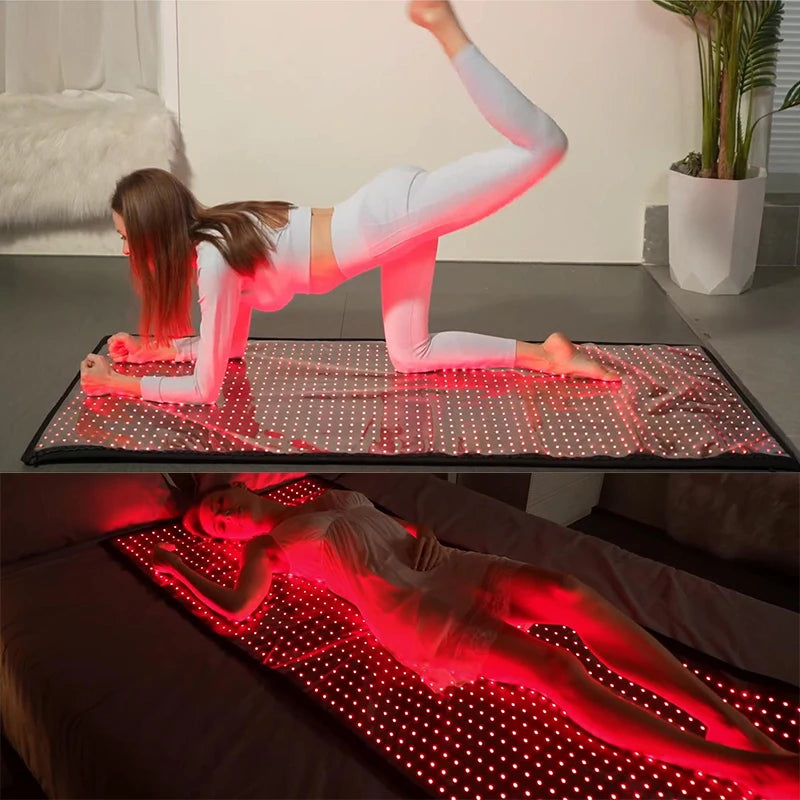Full Body Red Light Mat / 71x31inch Large Infrared LED Blanket with 1280- 660nm- 850nm. Used for Pain Relief, Wellness and to promote Muscle Recovery