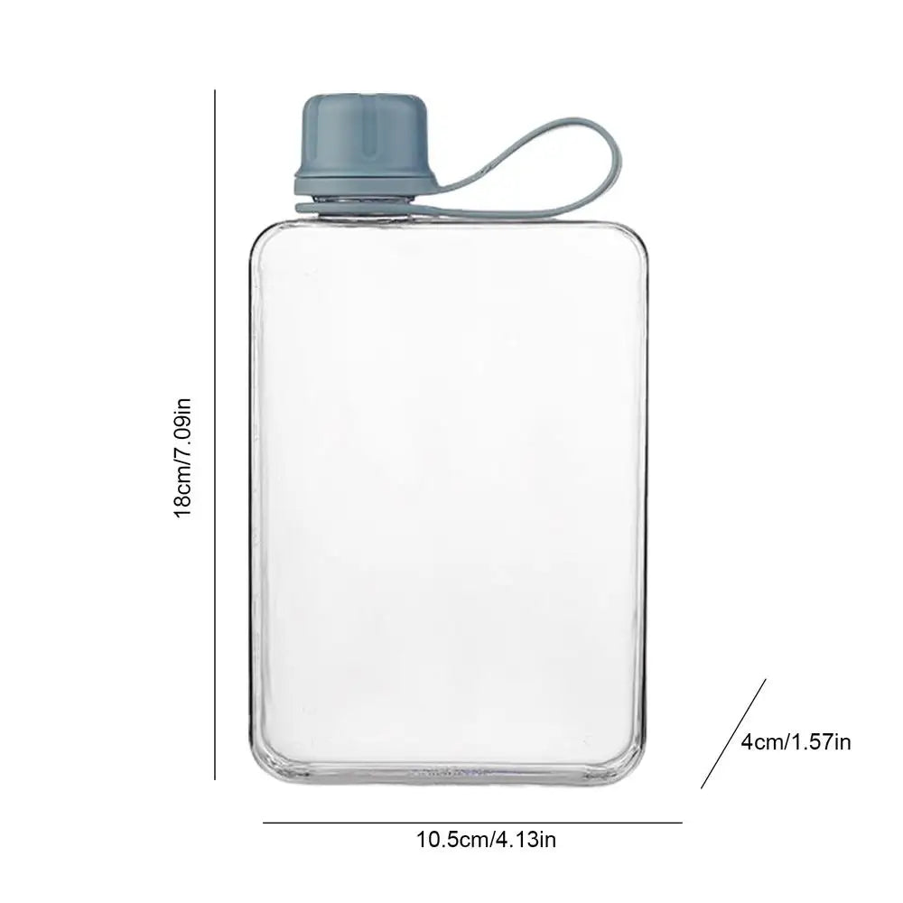 Clear 500ml Portable Flat Flasks for Sports or Camping, Leak-Proof, Slim Size for Purse