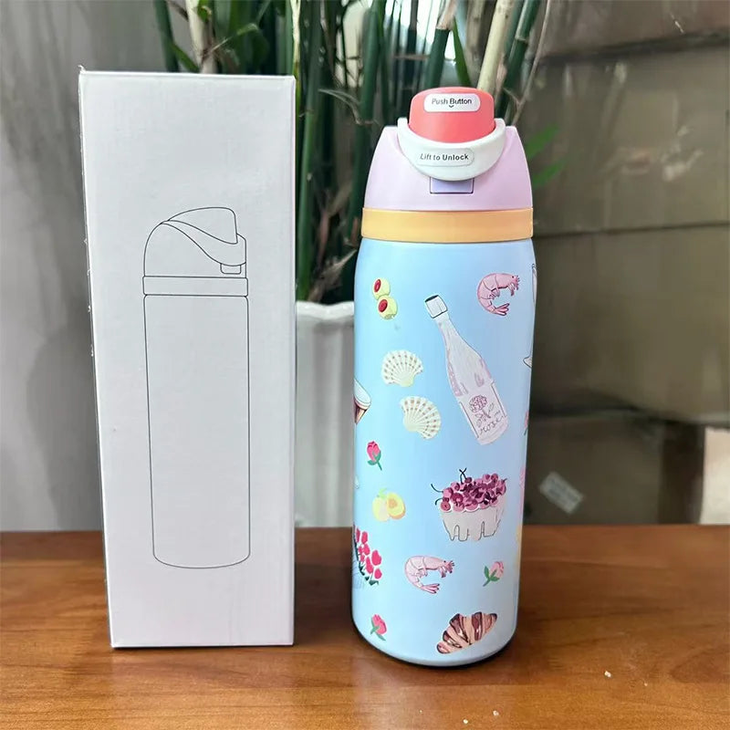Stainless Steel Water Bottle -32oz Vacuum Insulated Water Bottle with Straw & Leak-Proof Lid /Portable