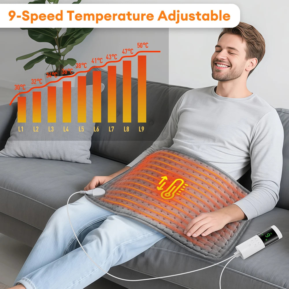 Micro plush Electric Heating Therapy Pad- Washable Blanket for Abdomen, Waist, Back /Thermal Mat- Pain Relief Brace