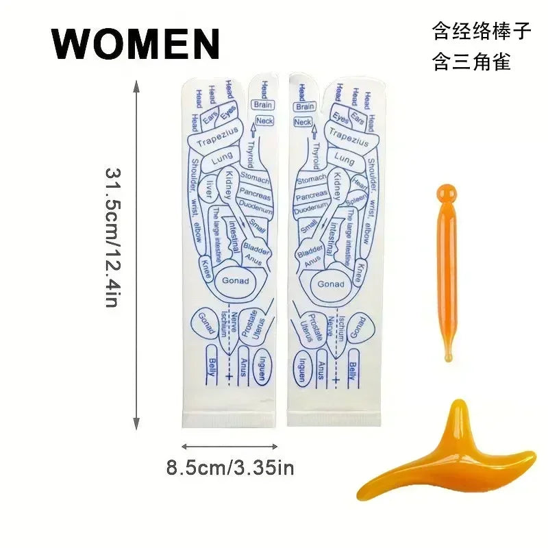 Set of Gloves and Set of Socks with Acupressure Foot Care Massage. Massager- Reflexology Socks for Foot Acupoint to relieve tired feet
