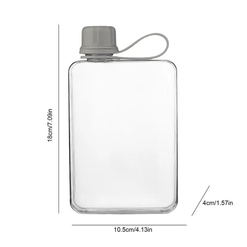 Clear 500ml Portable Flat Flasks for Sports or Camping, Leak-Proof, Slim Size for Purse