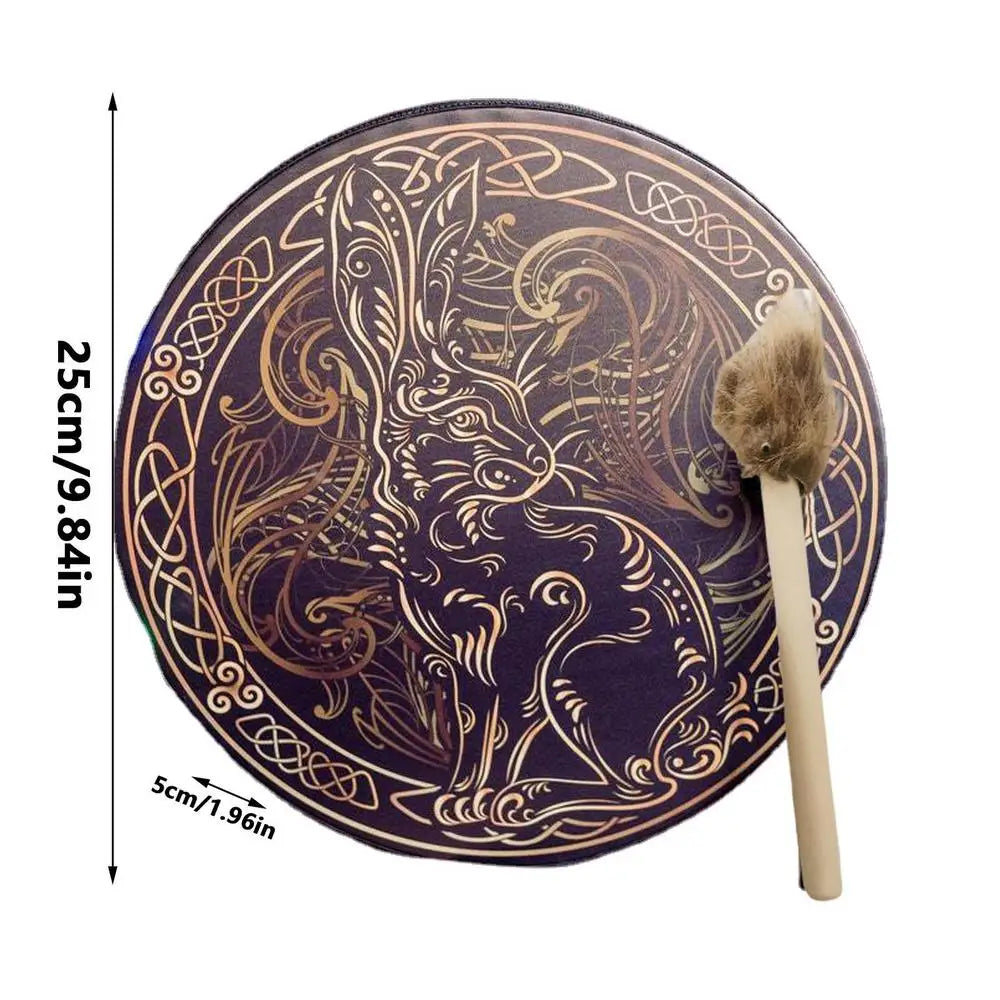 Shaman Drum Spiritual Instrument with Drumstick/ Shaman Drum for Spiritual Music, Reflection and Meditation