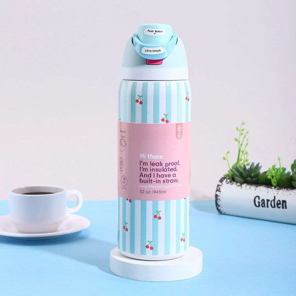 Stainless Steel Water Bottle -32oz Vacuum Insulated Water Bottle with Straw & Leak-Proof Lid /Portable