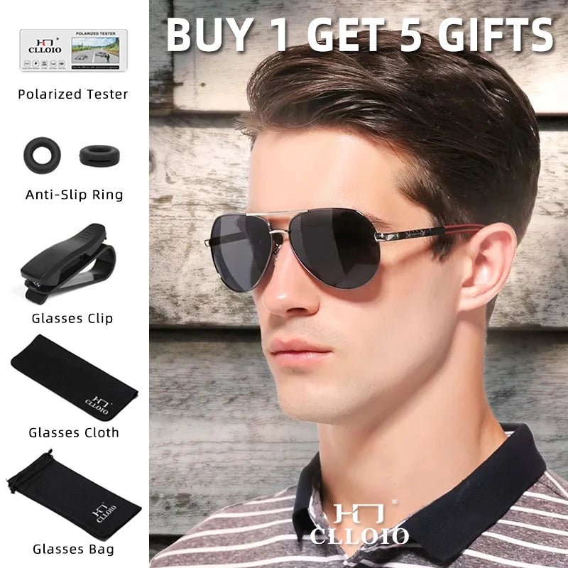 CLLOIO Men Classic Aluminum Polarized Sunglasses: Women Driving Glasses- Sunglasses