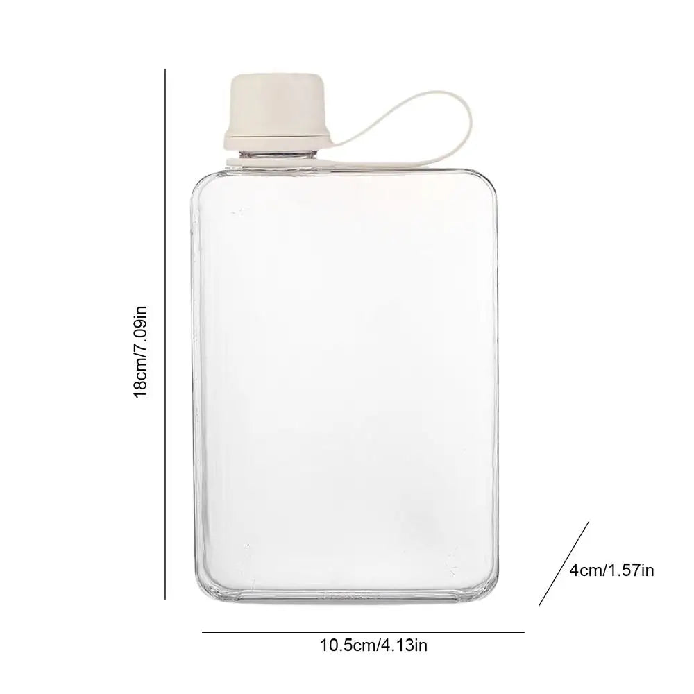 Clear 500ml Portable Flat Flasks for Sports or Camping, Leak-Proof, Slim Size for Purse