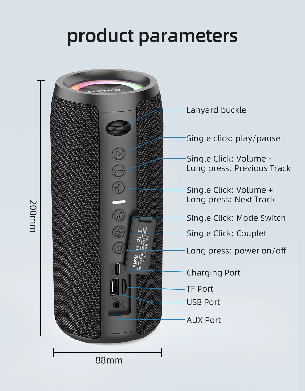 S51Pro High-power / 40W 3D Stereo Bass Bluetooth Speaker /Portable IPX5 /Waterproof Suitable