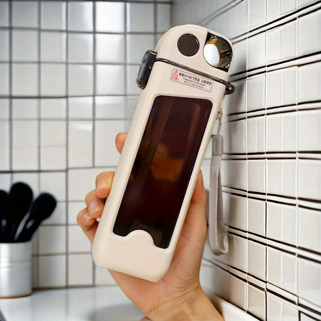 12 oz Square water bottle, leak proof water cup, with a straw