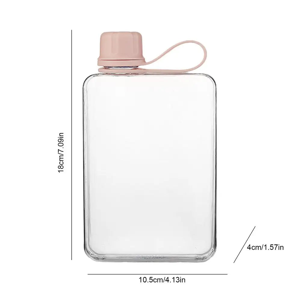 Clear 500ml Portable Flat Flasks for Sports or Camping, Leak-Proof, Slim Size for Purse