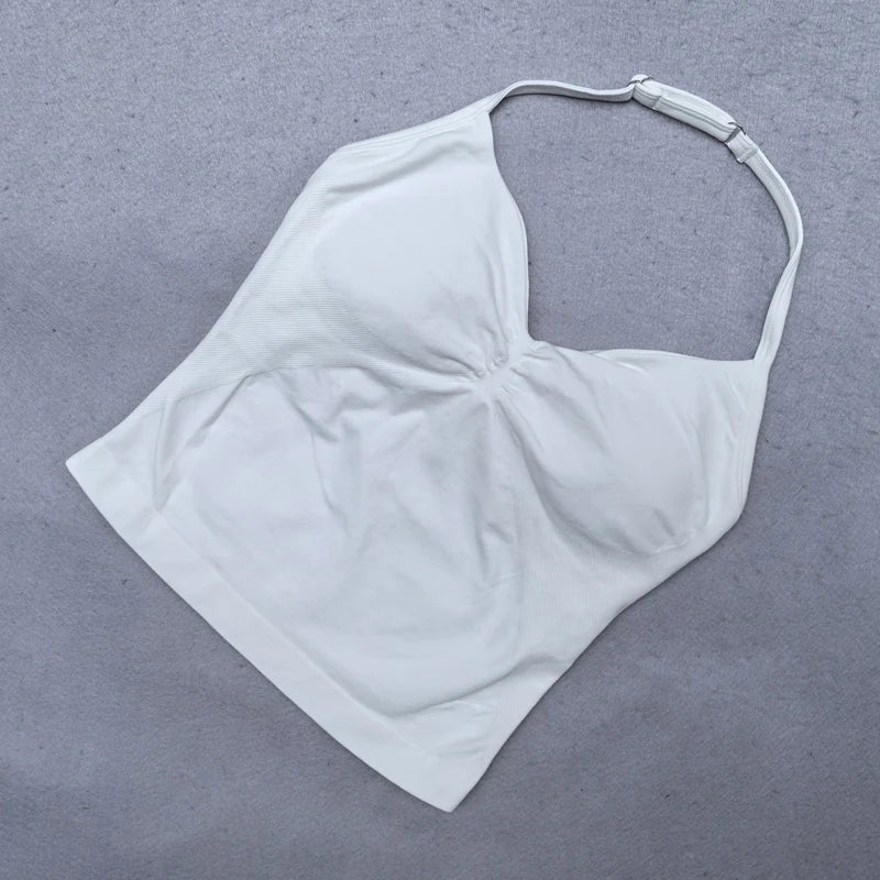 Adjustable Strappy Gym Top- Backless Gym Clothes for Women- Scrunch Bra with Removable Cups Yoga Tank top for Workouts