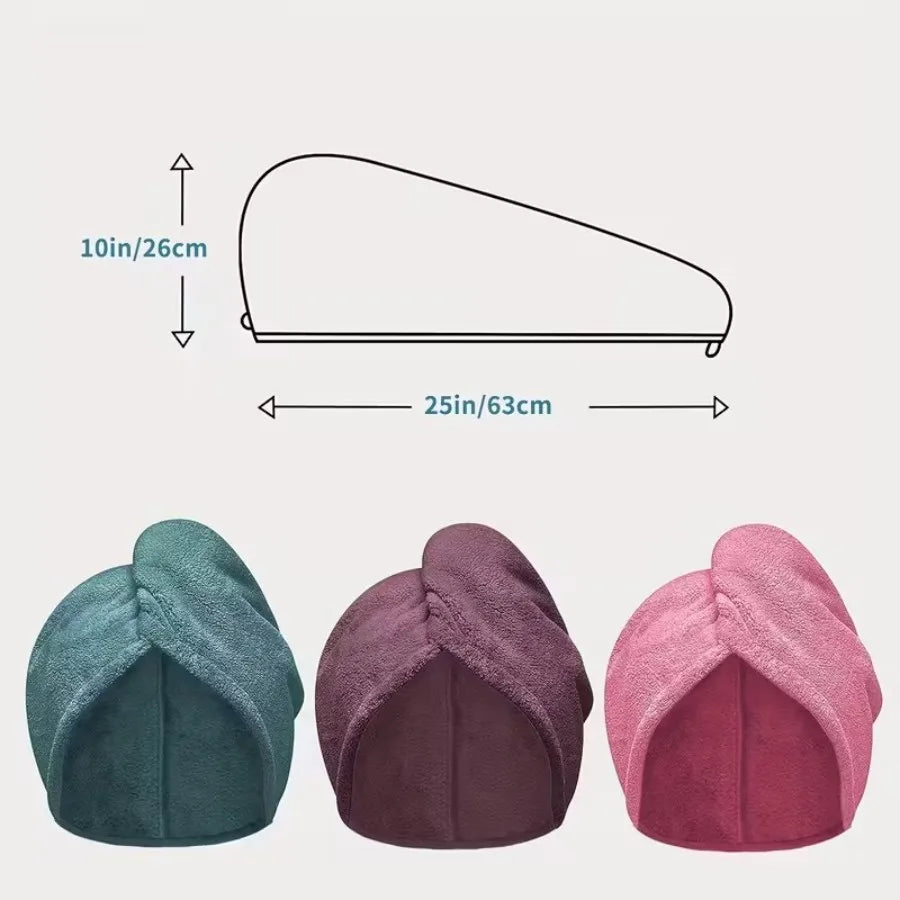Microfiber Hair Towel Wrap - Super Absorbent, Soft, Adjustable, Hair Cap for Women and Girls