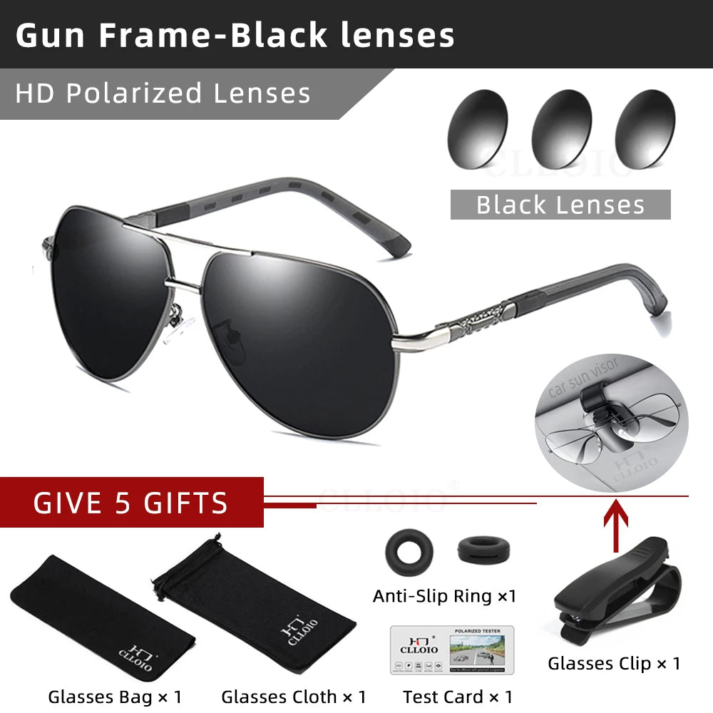 CLLOIO Men Classic Aluminum Polarized Sunglasses: Women Driving Glasses- Sunglasses