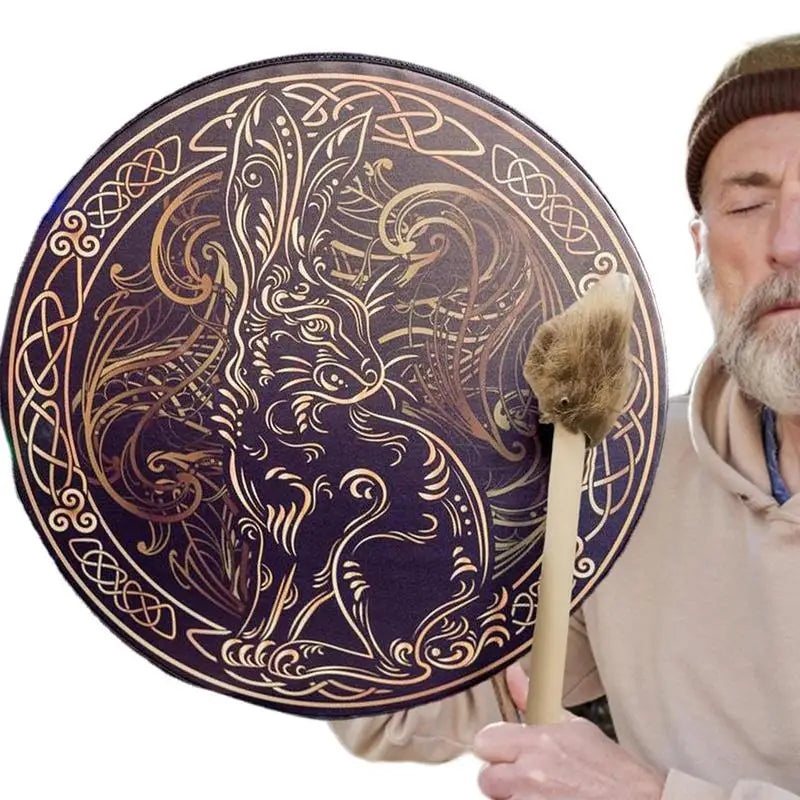 Shaman Drum Spiritual Instrument with Drumstick/ Shaman Drum for Spiritual Music, Reflection and Meditation