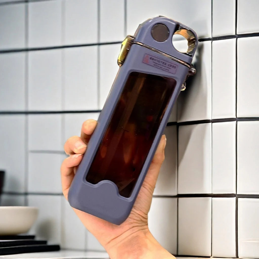 12 oz Square water bottle, leak proof water cup, with a straw