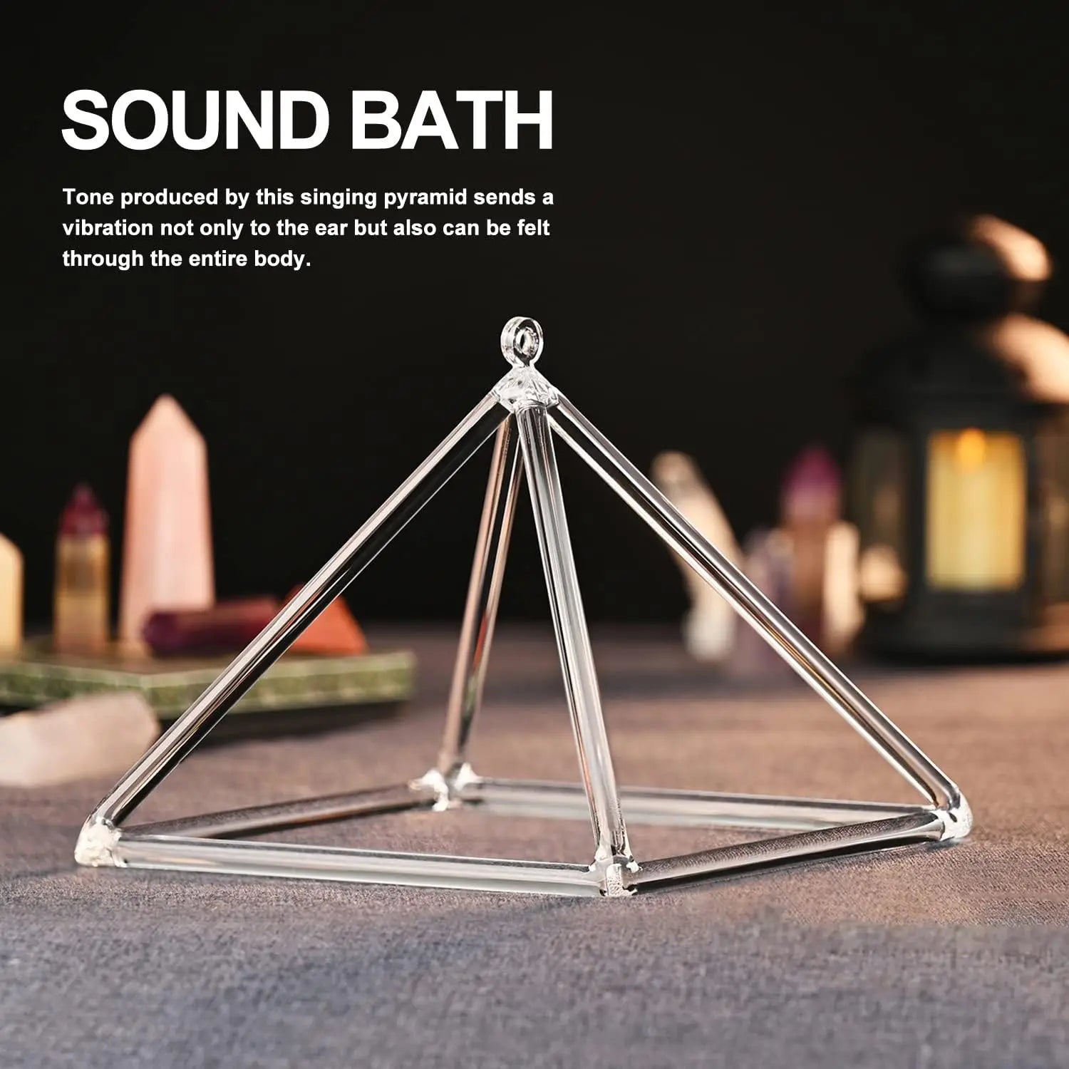 10 Inch Quartz Crystal Singing Pyramid, Healing Musical Instrument with Carry Bag