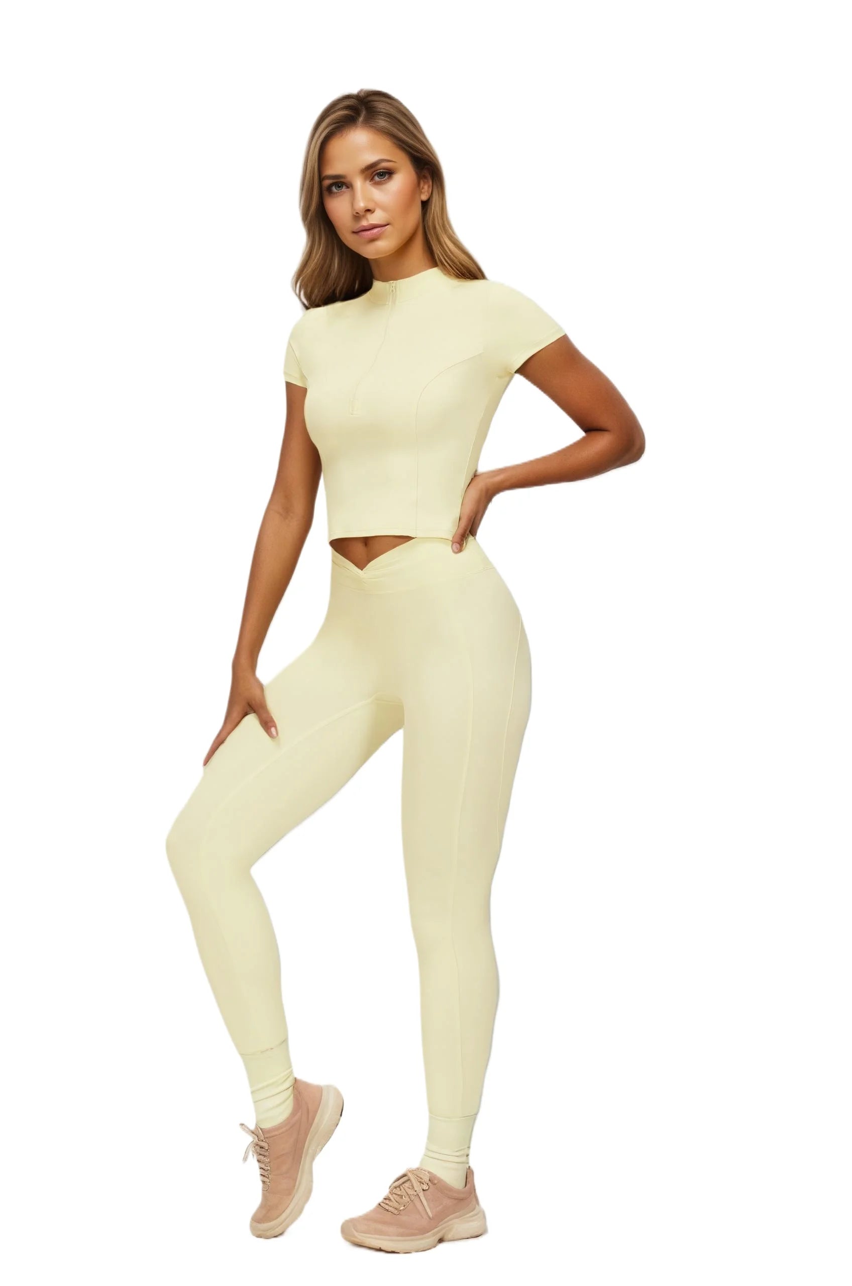 Airila Yoga Set Sportswear/ 2-Piece Short Sleeve Fitness- Sportswear, High Waist Sportswear