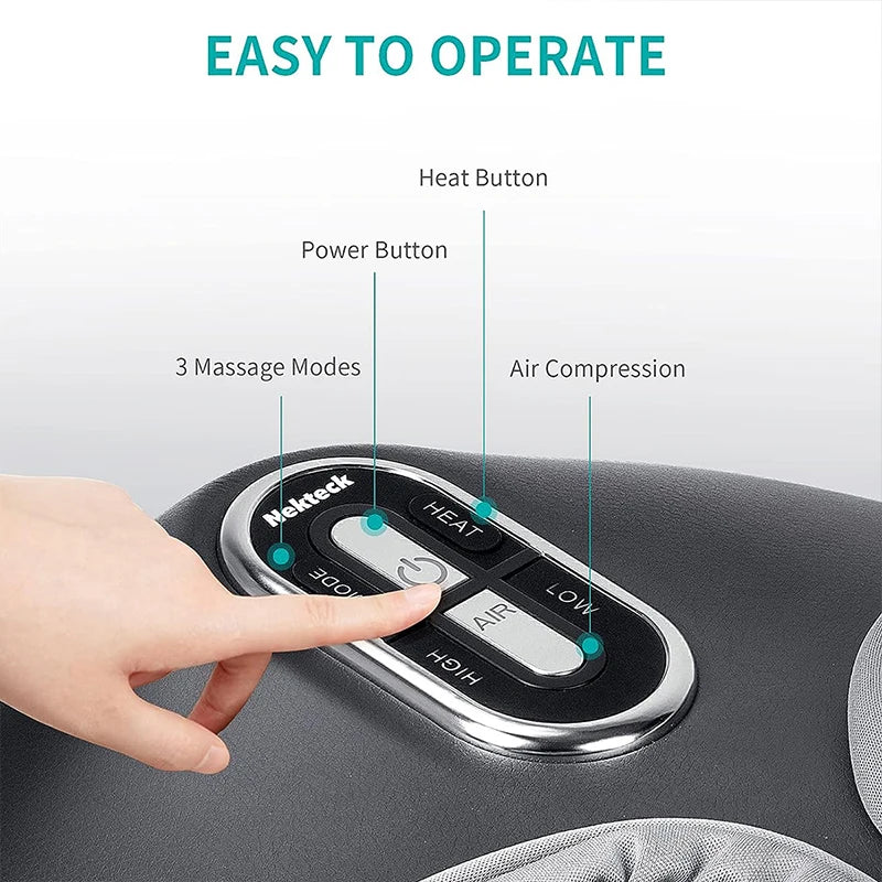 Nekteck Foot Massager with Heating Therapy, Air Compression, Shiatsu Knead Roller for Muscle Relaxation and Foot Massage