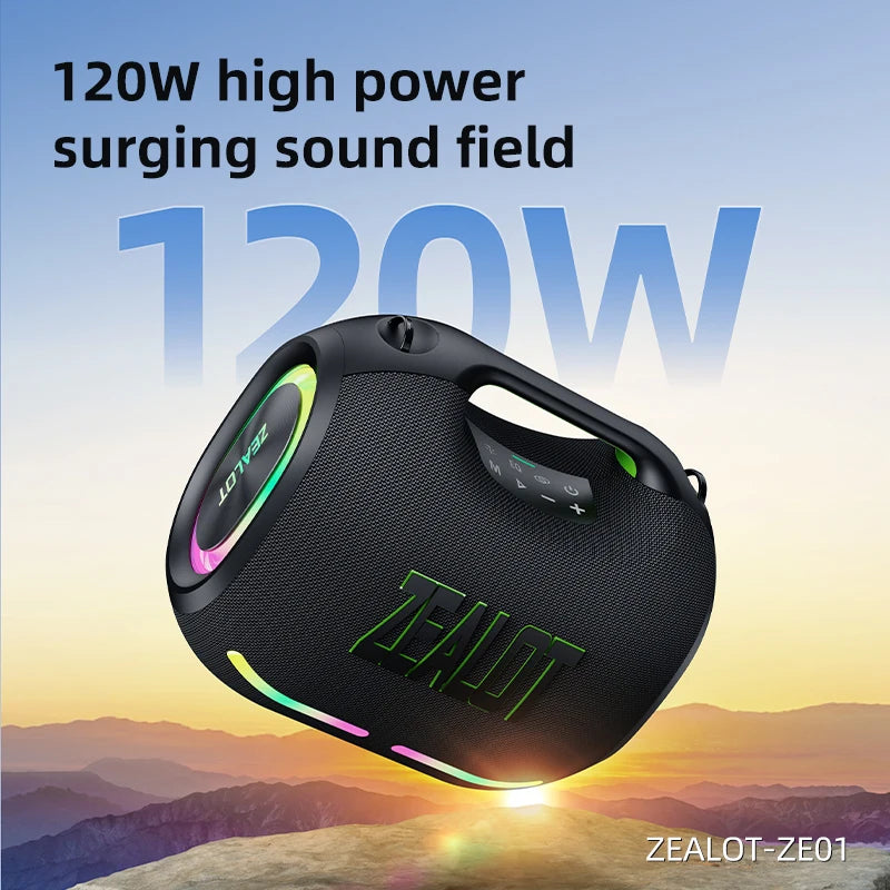 120W Big Power Portable Bluetooth Speaker, Wireless TWS Subwoofer/ Waterproof/ HIFI Quality