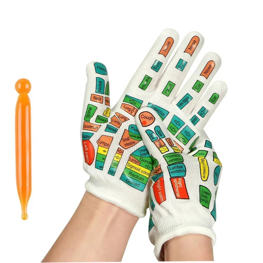 Set of Gloves and Set of Socks with Acupressure Foot Care Massage. Massager- Reflexology Socks for Foot Acupoint to relieve tired feet