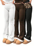 3pcs/Set - Women's Yoga Pants - Elastic High-Waist with Flare/Bootcut Style