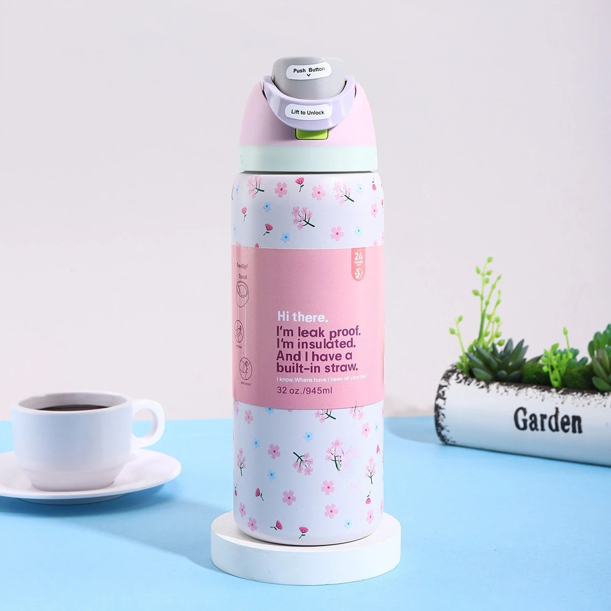 Stainless Steel Water Bottle -32oz Vacuum Insulated Water Bottle with Straw & Leak-Proof Lid /Portable