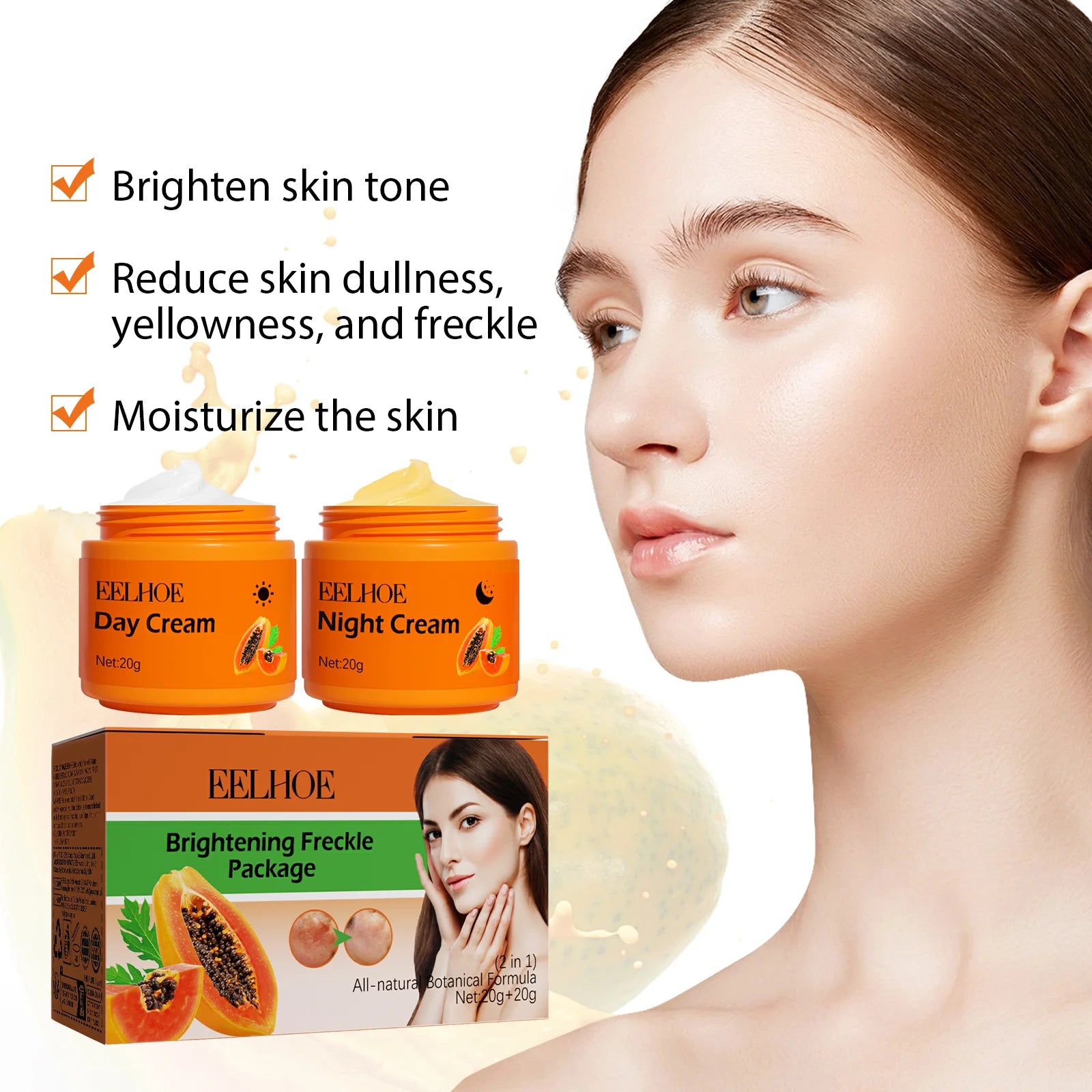 Papaya Brightening Cream, Dark Spot Care & Even Tone and Daily Nourishing Face Cream