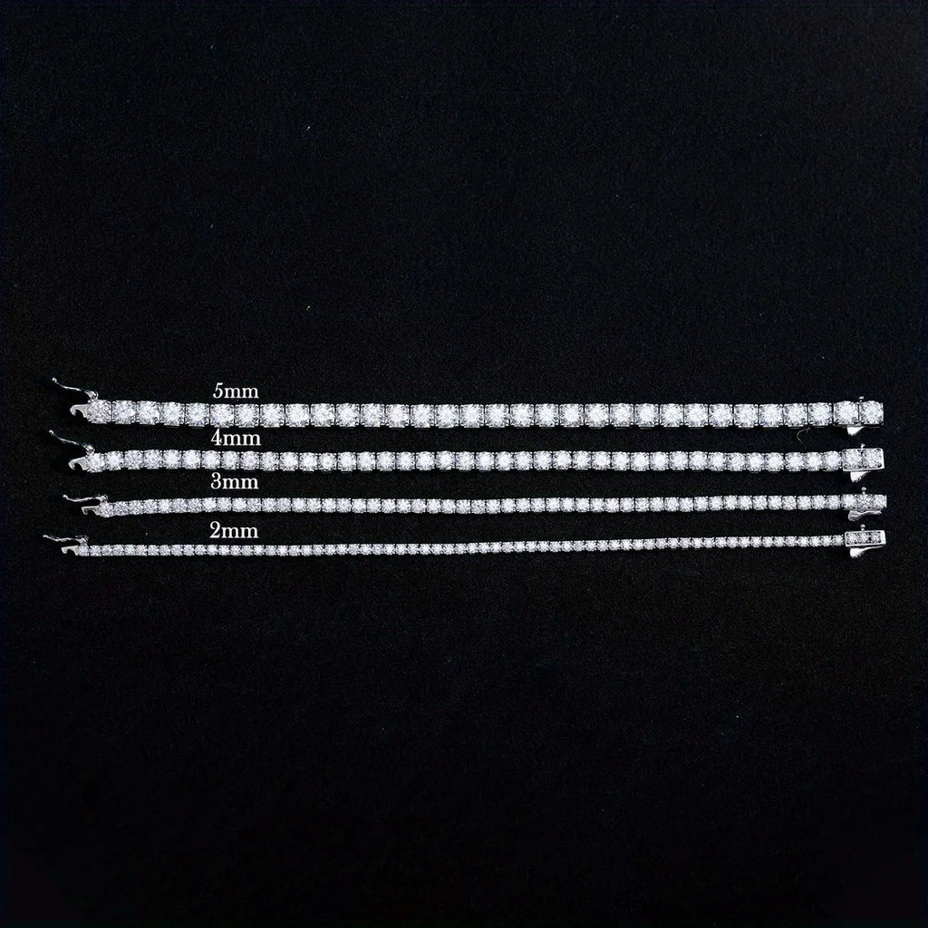 S925 Sterling Silver Tennis Bracelet - 2/ 3/ 4/ 5mm Moissanite- Hypoallergenic 6.69 -8.66inch Length