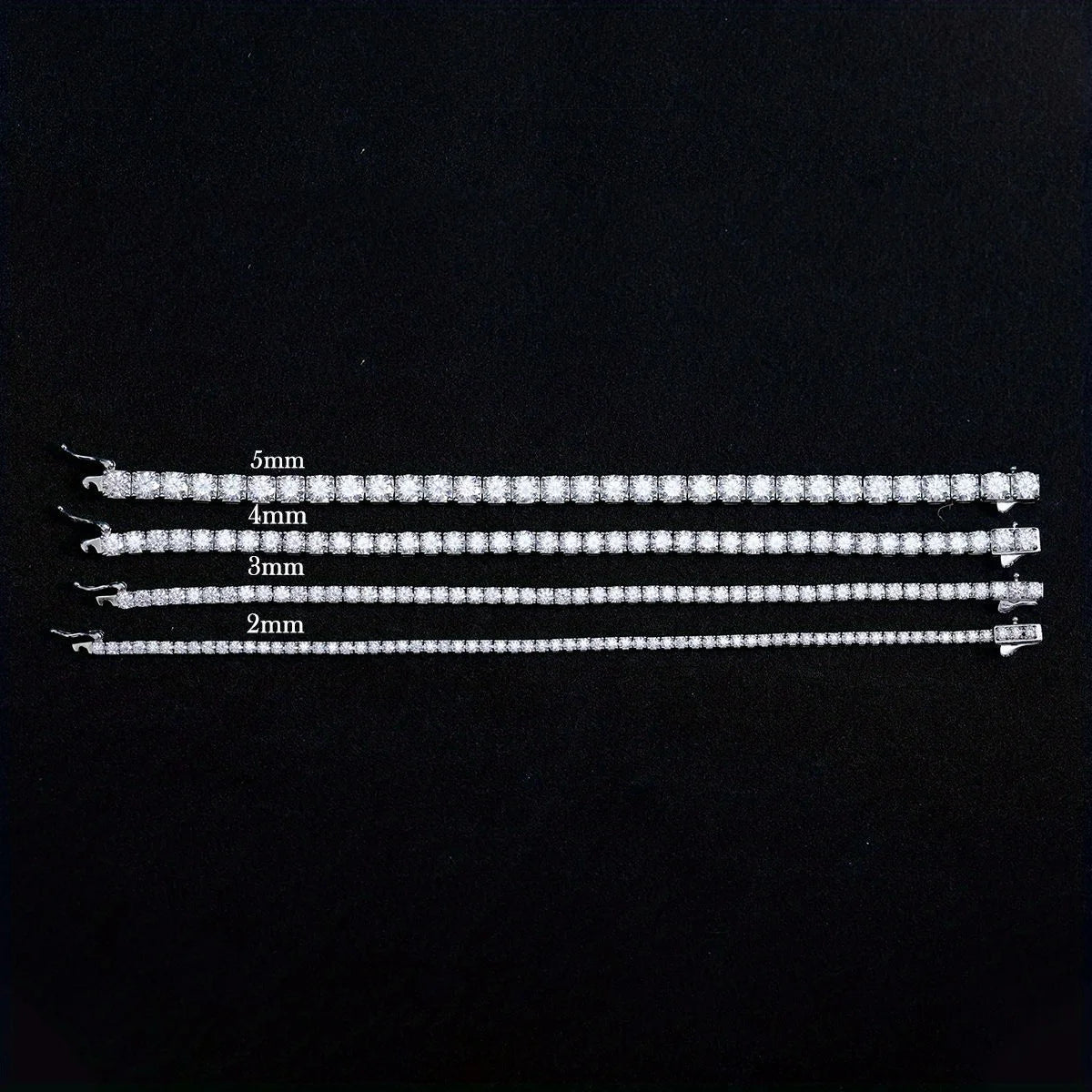 S925 Sterling Silver Tennis Bracelet - 2/ 3/ 4/ 5mm Moissanite- Hypoallergenic 6.69 -8.66inch Length