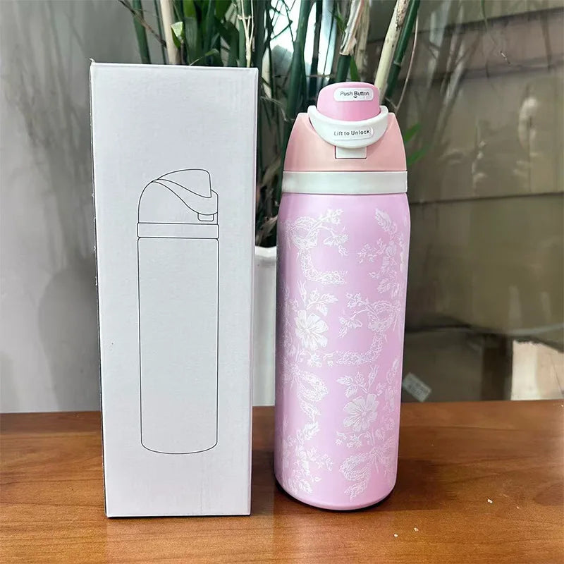 Stainless Steel Water Bottle -32oz Vacuum Insulated Water Bottle with Straw & Leak-Proof Lid /Portable