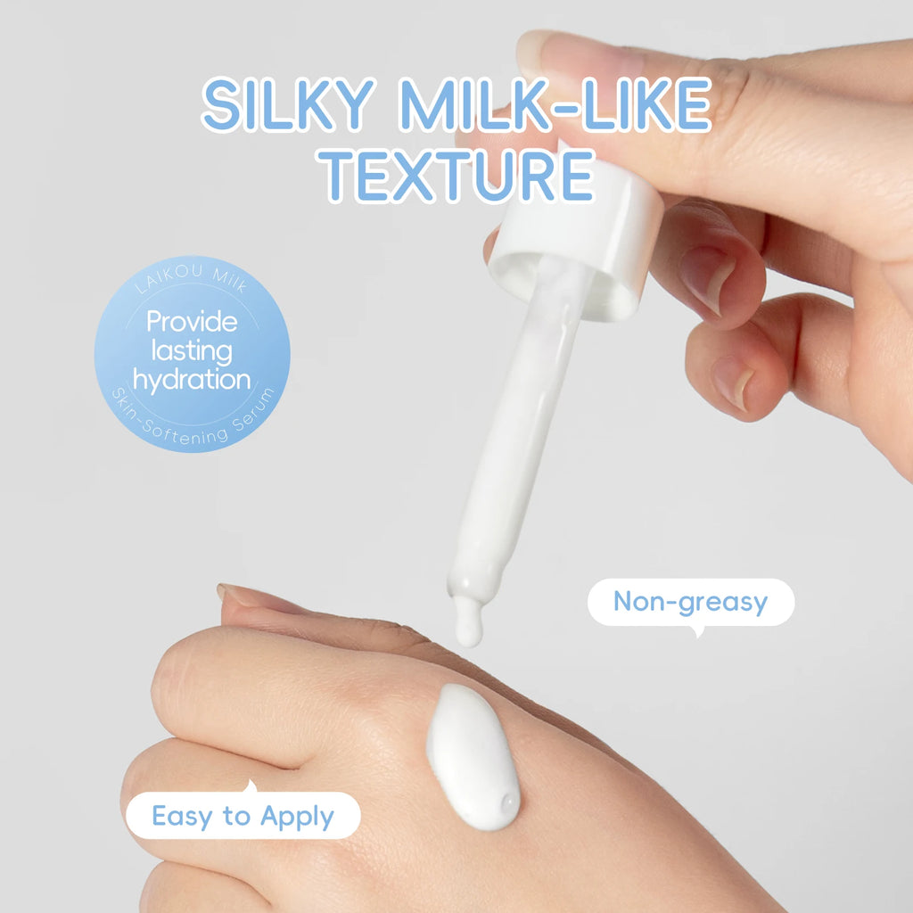 LAIKOU Milk Skincare Softening Serum Set. Moisturizing Cream- Gentle Cleanser- Brightening Hydration Travel Kit