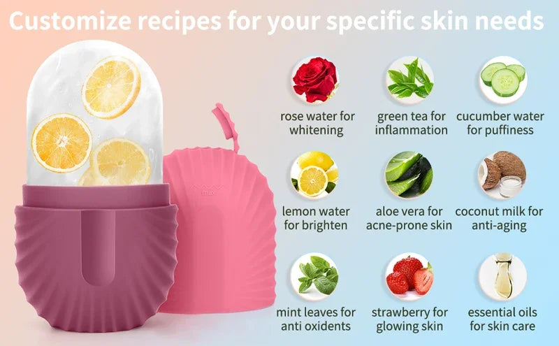 Silicone Ice Face Roller- Ice Cube Beauty Massage, reduces Eye Puffiness and Shrinks Pores
