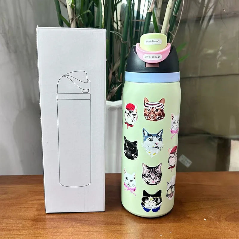 Stainless Steel Water Bottle -32oz Vacuum Insulated Water Bottle with Straw & Leak-Proof Lid /Portable