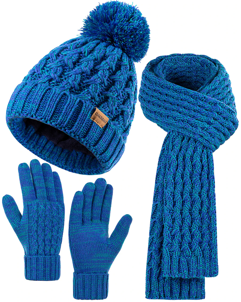 Women's Winter Beanie -Hat /Touchscreen Gloves with Long Neck Scarf / SET