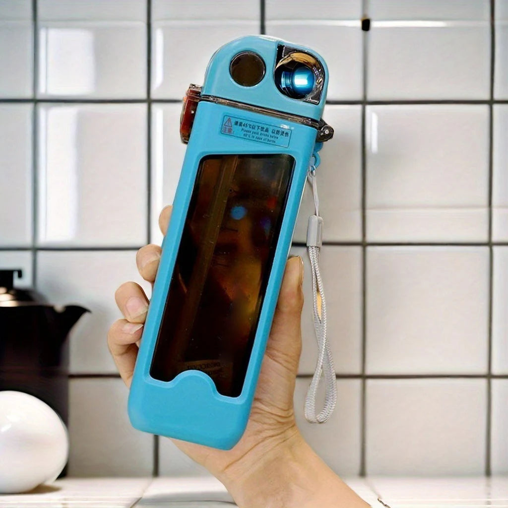 12 oz Square water bottle, leak proof water cup, with a straw