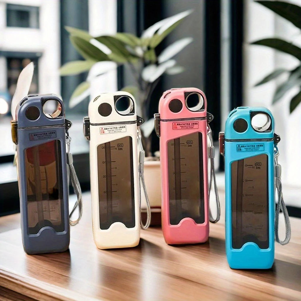 12 oz Square water bottle, leak proof water cup, with a straw