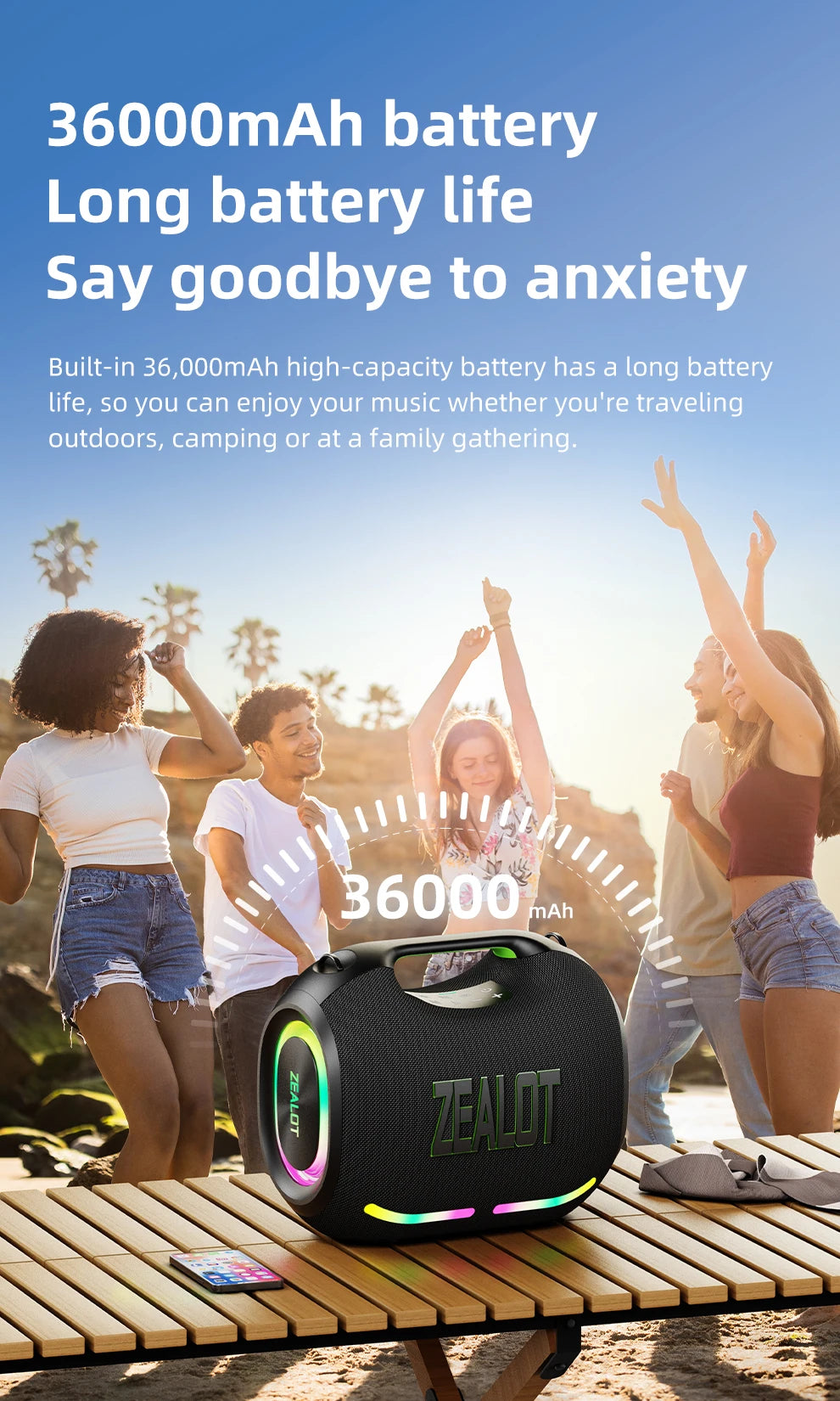 120W Big Power Portable Bluetooth Speaker, Wireless TWS Subwoofer/ Waterproof/ HIFI Quality