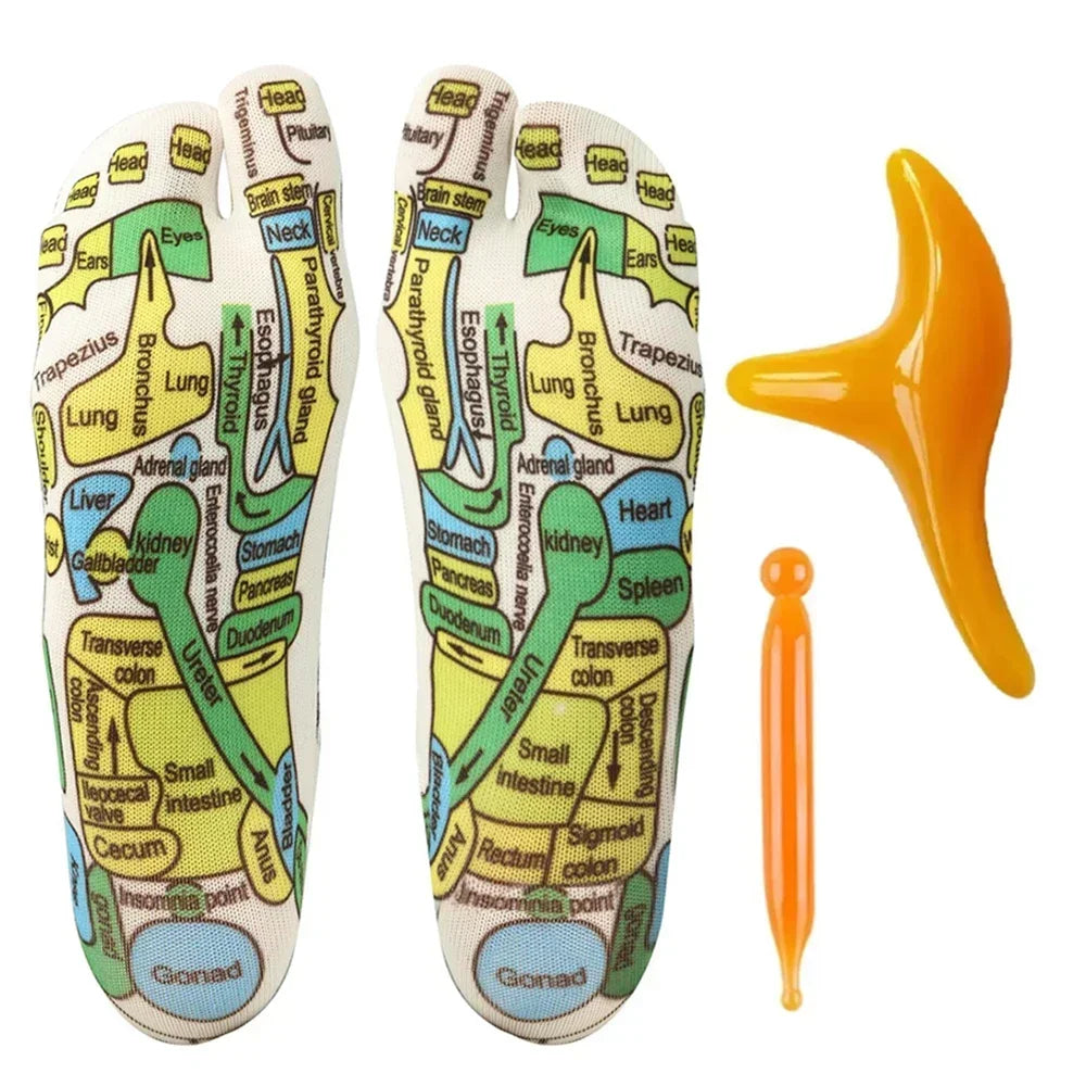 Set of Gloves and Set of Socks with Acupressure Foot Care Massage. Massager- Reflexology Socks for Foot Acupoint to relieve tired feet