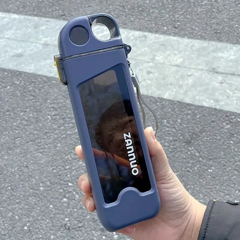 12 oz Square water bottle, leak proof water cup, with a straw