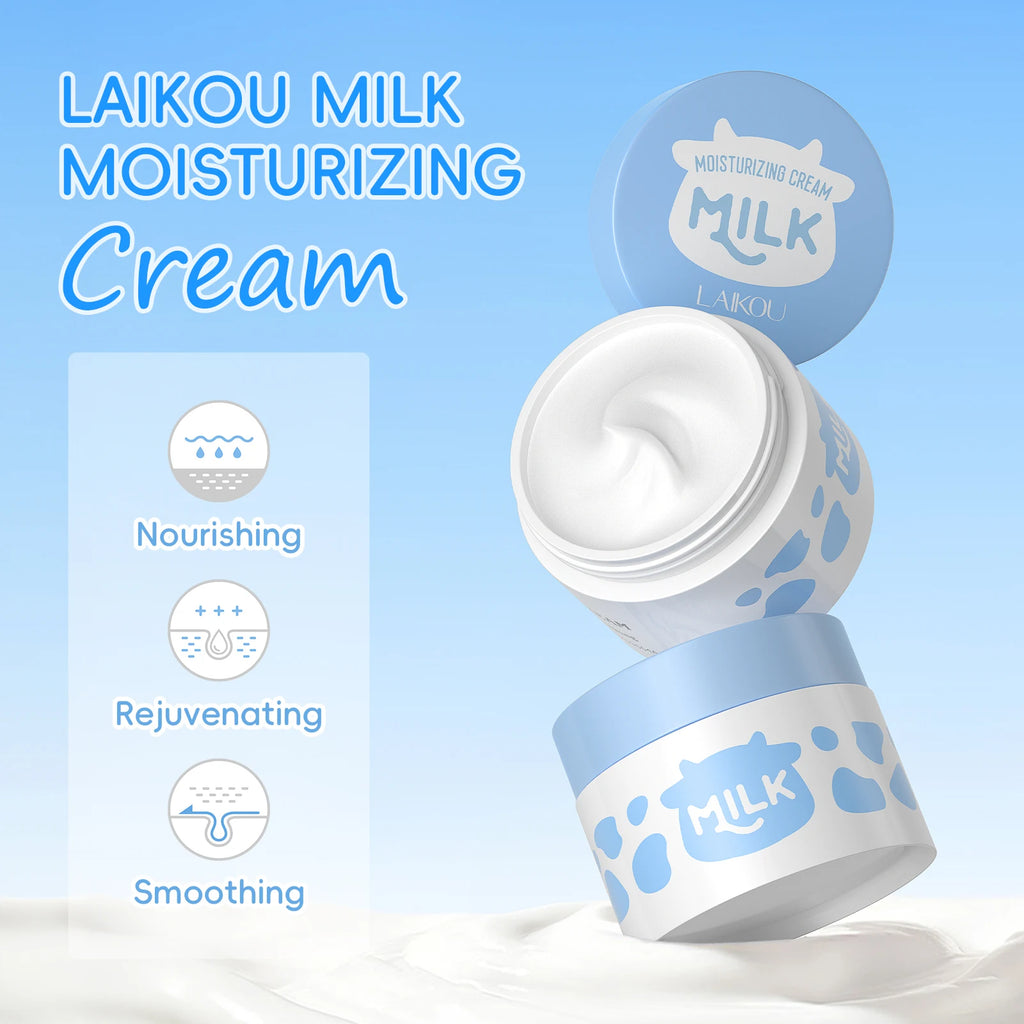 LAIKOU Milk Skincare Softening Serum Set. Moisturizing Cream- Gentle Cleanser- Brightening Hydration Travel Kit