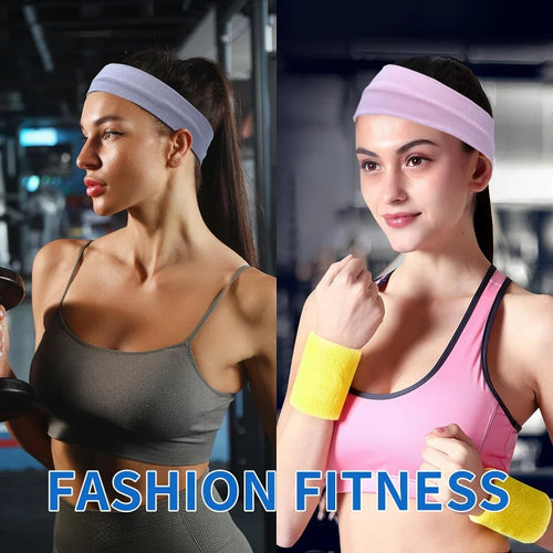 10 Pack Elastic Sports Headbands for Women. Stretchy Candy-Colored Hairband for Fashion and Fitness