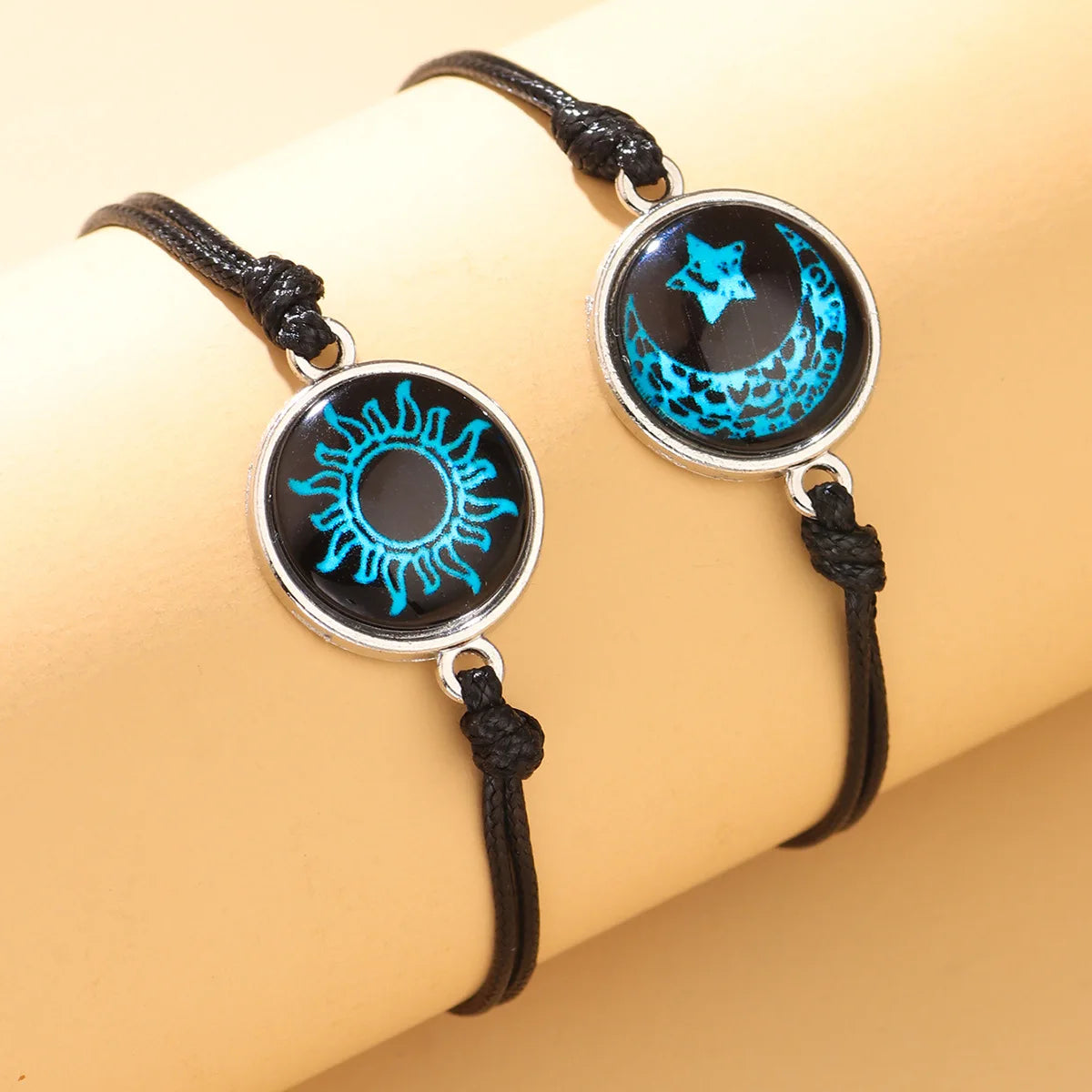 New Moon and Sun Love Time Gem Glow Bracelet - Hand-woven Rope