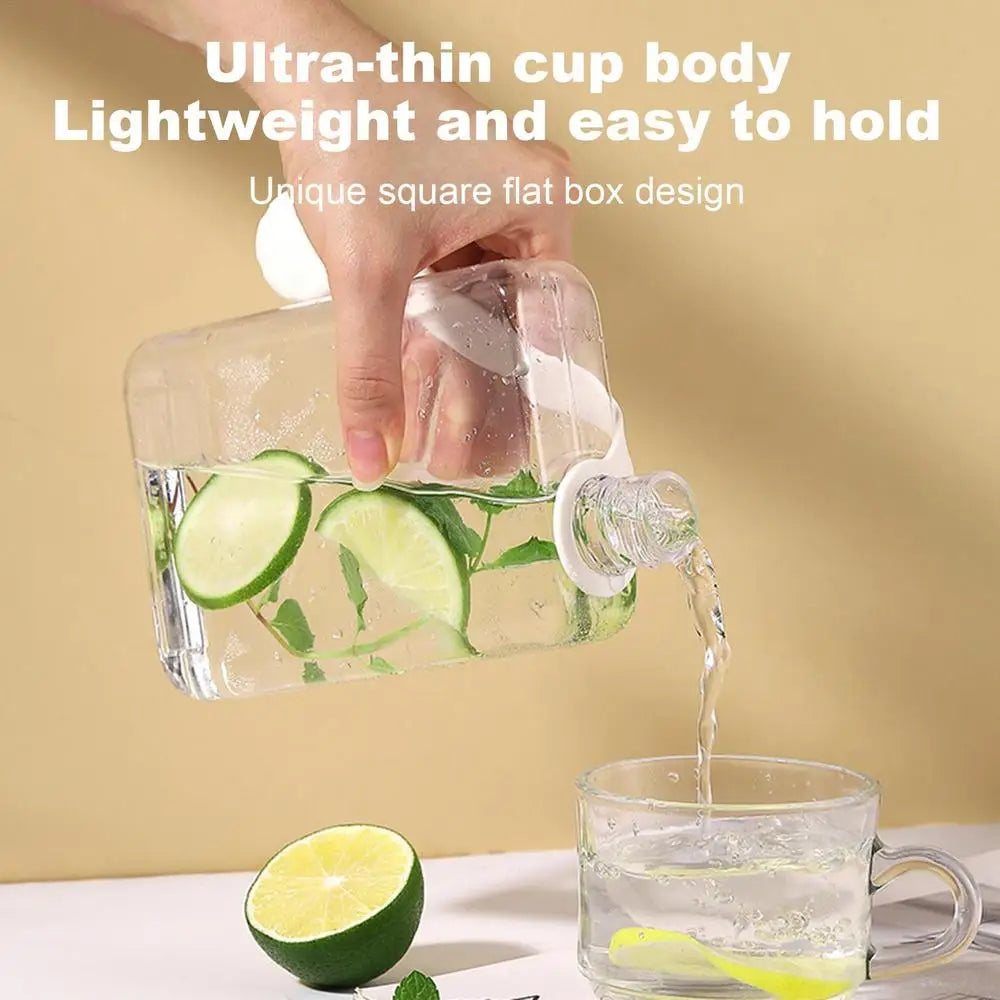 Clear 500ml Portable Flat Flasks for Sports or Camping, Leak-Proof, Slim Size for Purse